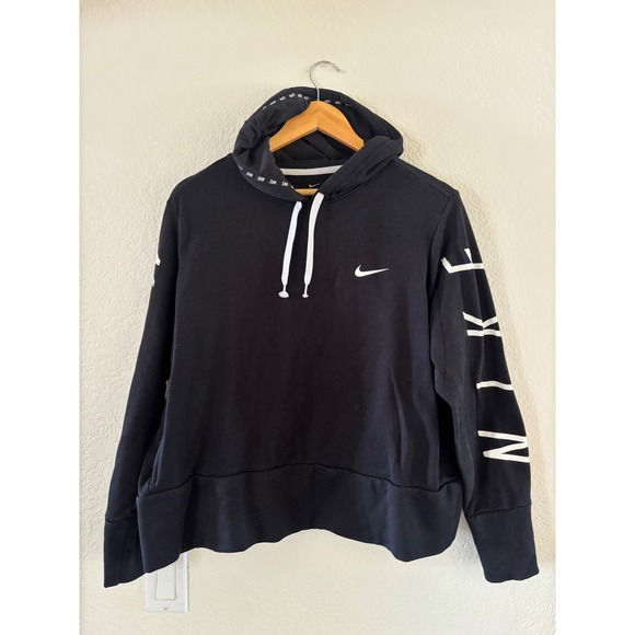 Nike Other - Nike Dri-FIT Hoodie Black Graphic Sleeve Swoosh Sweatshirt Mens XL